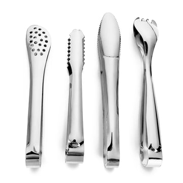 Set of 4 Small Tongs Multipurpose (Silver)